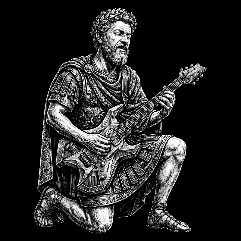 Marcus Aurelius joue de la guitare