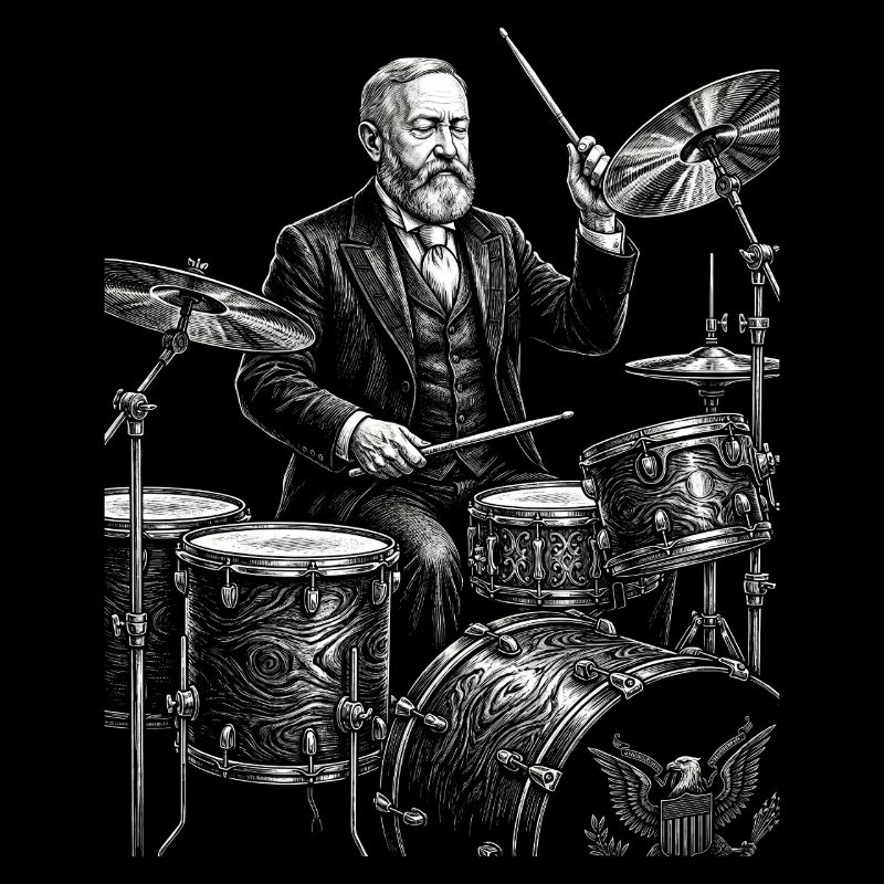 Benjamin Harrison joue de la batterie
