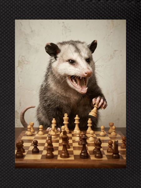 Opossum plays chess