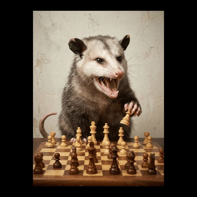 Opossum plays chess