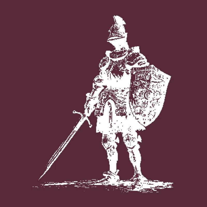Silhouette de chevalier avec épée et bouclier