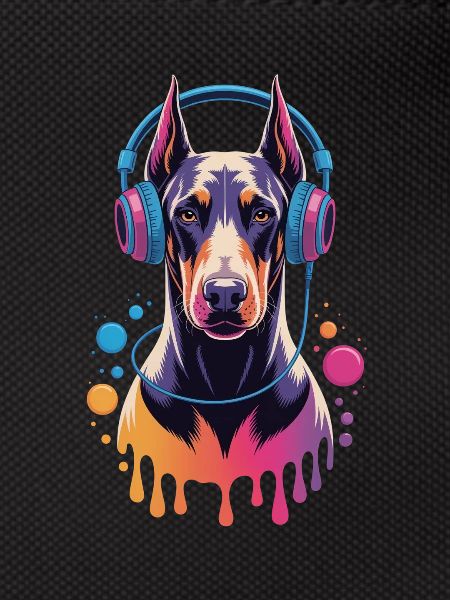 Doberman avec casque
