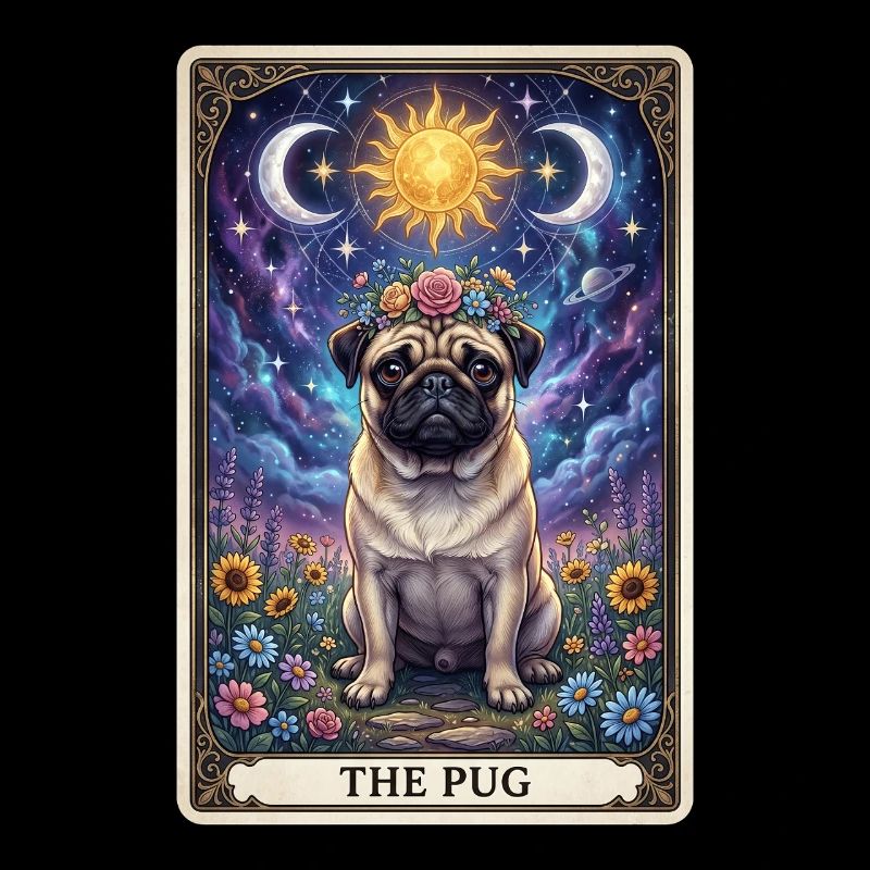 Sonnenmond Mops Tarot Illustration