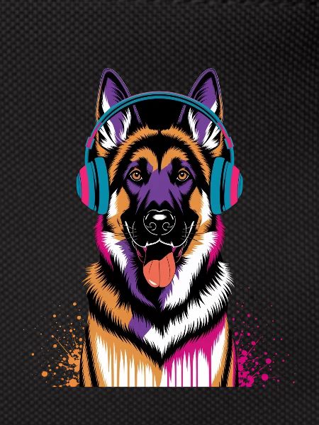 German Shepherd with Headphones