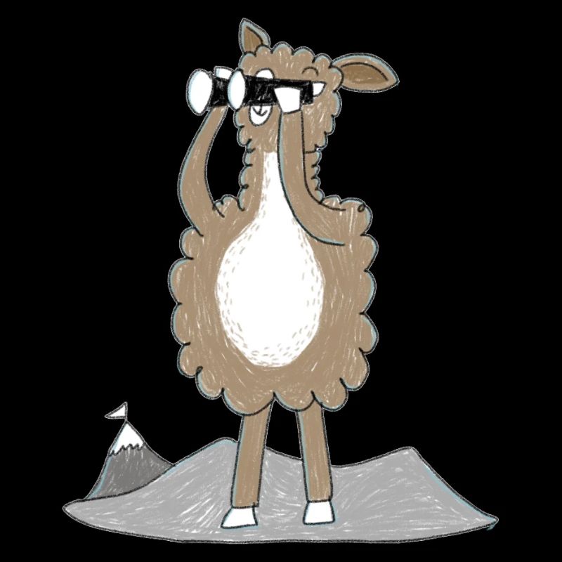 Lama mit Fernglas