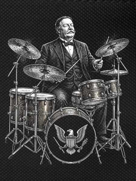 William Howard Taft plays drums