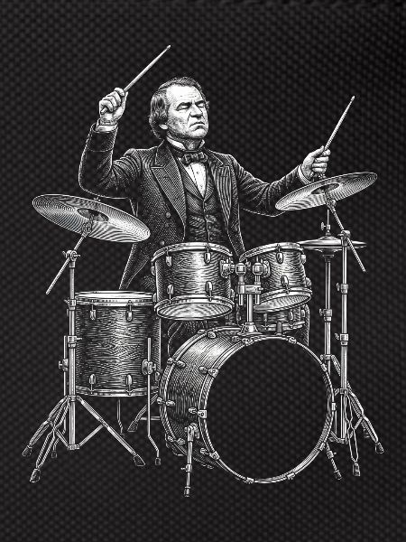 Andrew Johnson plays drums