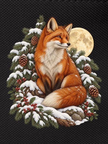 Fuchs im Winterwald mit Mondlicht