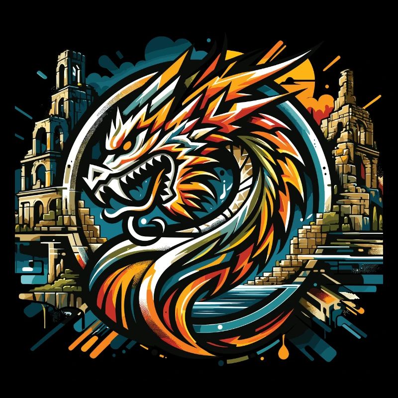 Dragon Dragon Head Logo Ruin Drachenfels