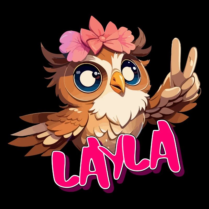 LAYLA - Schöner Mädchen Name mit süßer EULE