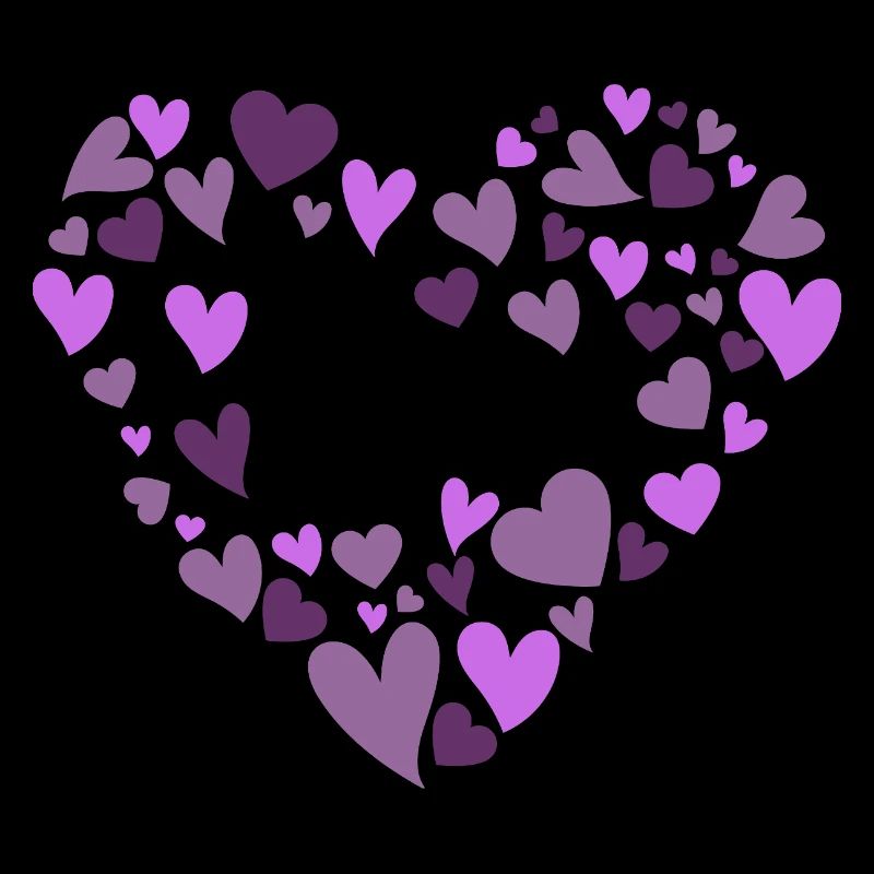 Conception du nom Ava avec des cœurs violets en forme de cœur