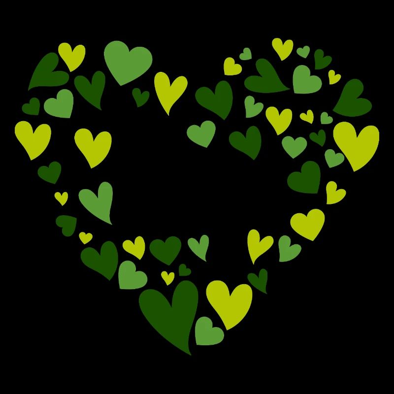 Conception de nom de lierre avec des cœurs verts en forme de cœur