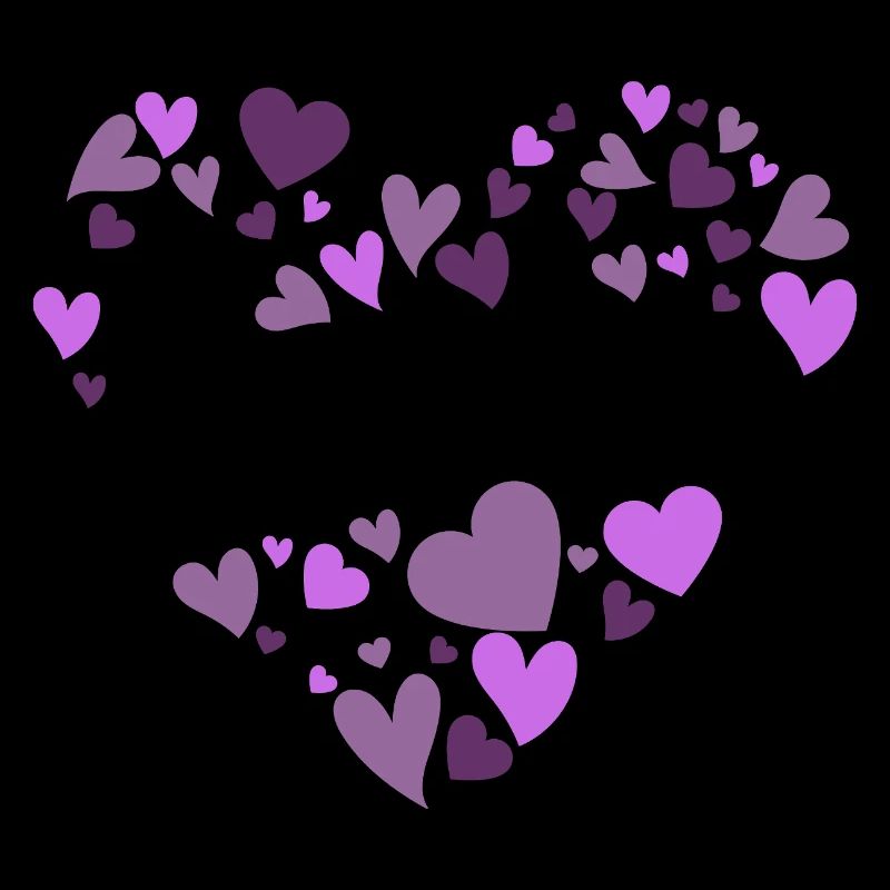 Conception du nom Emilia avec des cœurs violets en forme de cœur
