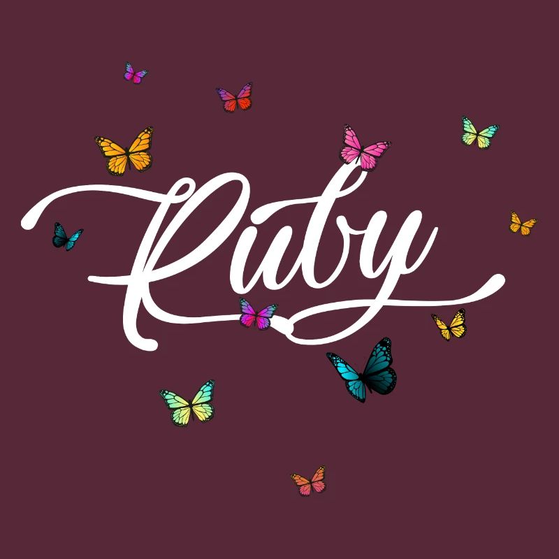 RUBY - Mädchen Name mit bunten Schmetterlingen