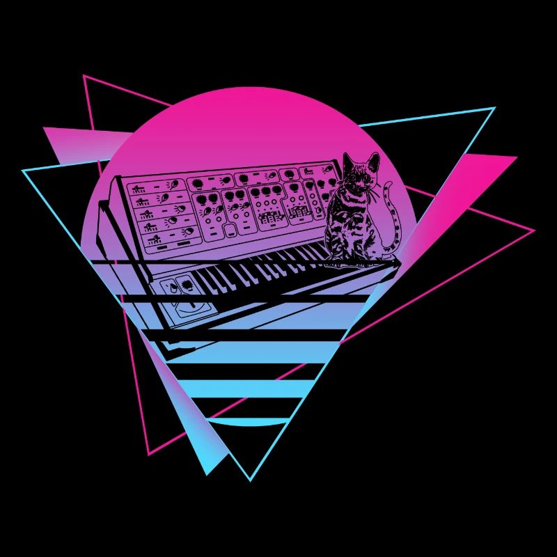 Modular Synthesizer Analog Vaporwave Techno Cat