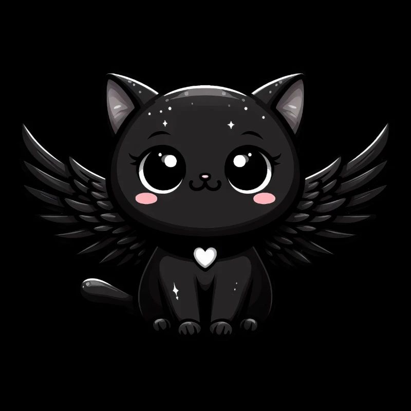 Gothic Engel Katze süß schwarz dunkel Flügel