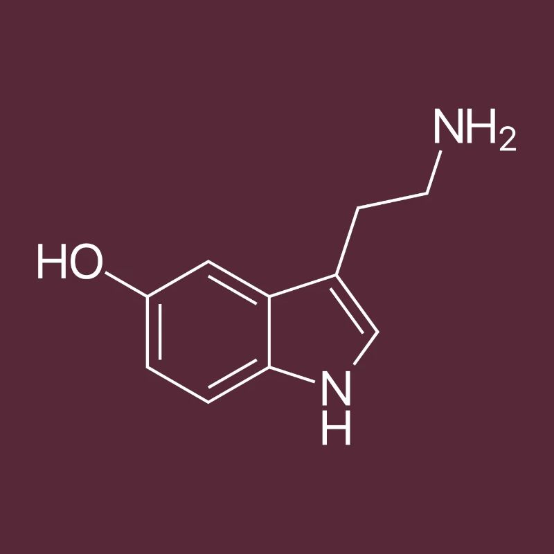 Serotonin structural formula - white