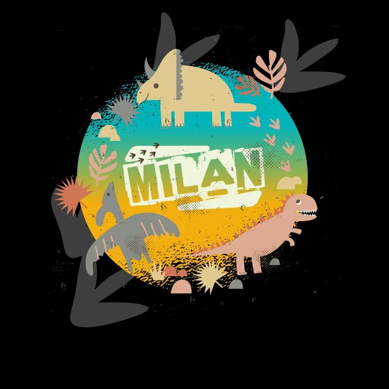 MILAN - Beautiful boy name with cute dinosaurs