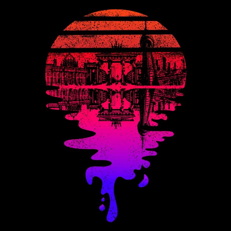 Berlin Skyline Vaporwave Coucher de soleil