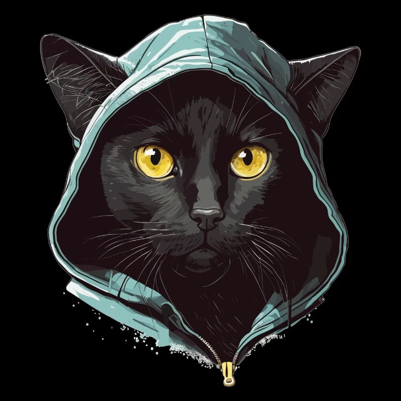 Tête de chat Noir Chat Bombay Chat heureux Chats