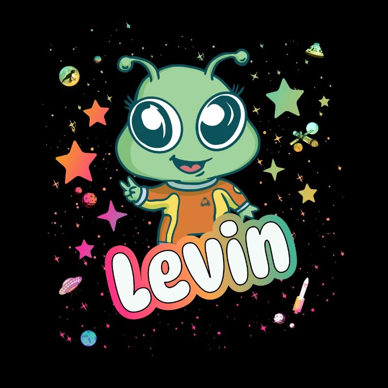 LEVIN - Beau nom de garçon avec un extraterrestre mignon