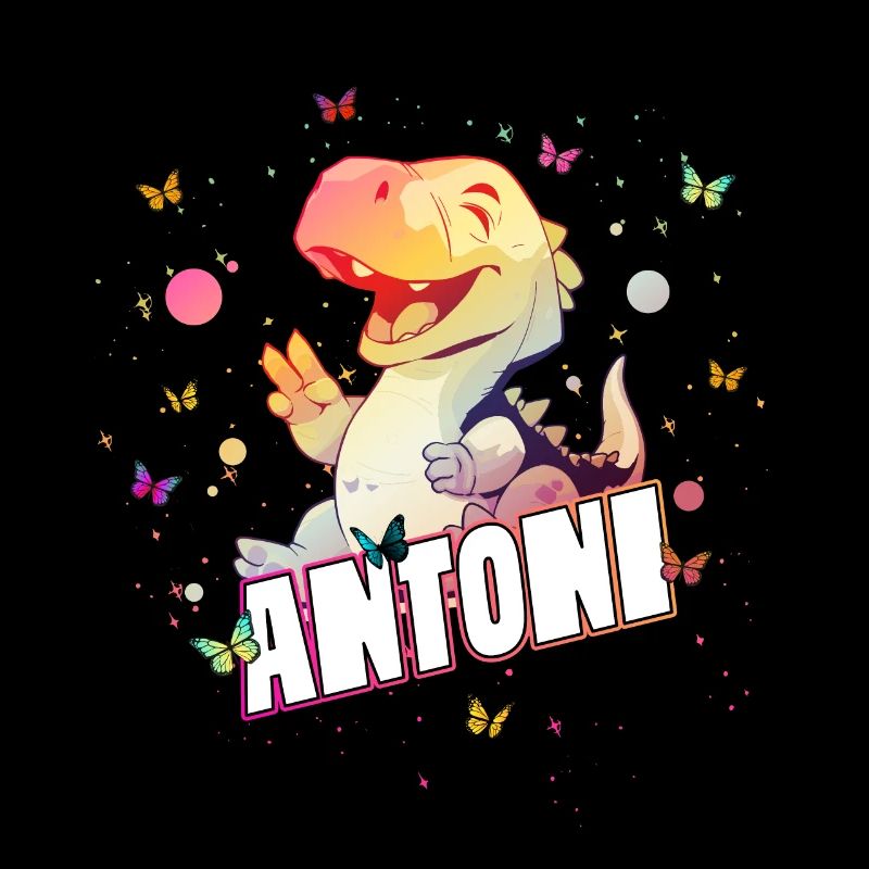 ANTONI - Beau prénom de garçon avec mignon DINO T-REX