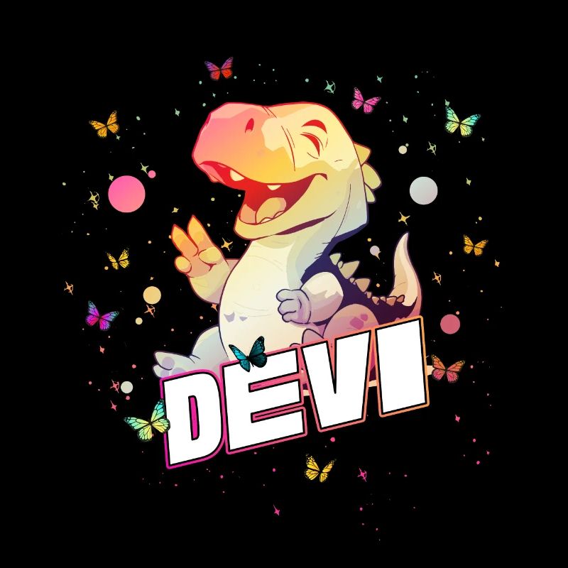 DEVI - Beau prénom de garçon avec mignon DINO T-REX