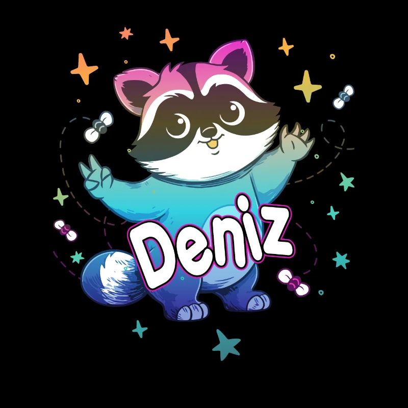 DENIZ - Beau nom de garçon avec un raton laveur mignon