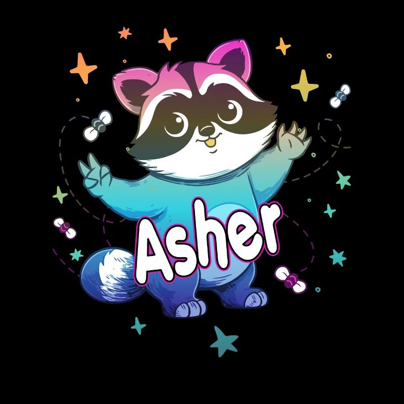 ASHER - Beau nom de garçon avec un raton laveur mignon