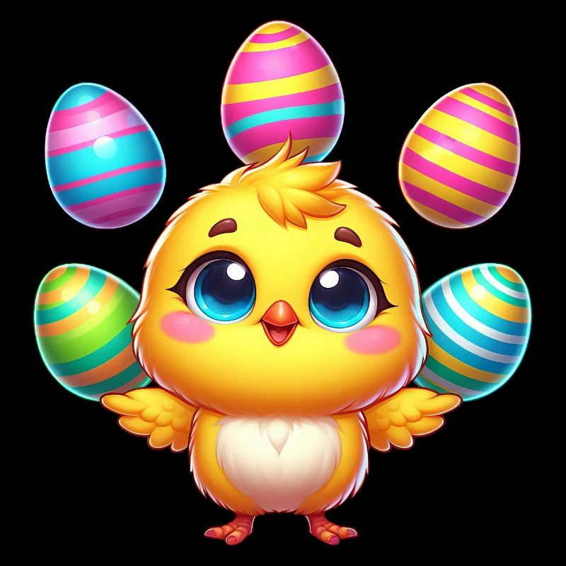Easter Chicken Chick Easter Egg Colorful Eggs Juggle
