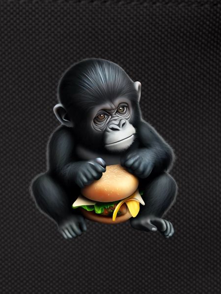 Gorilla loves cheeseburgers