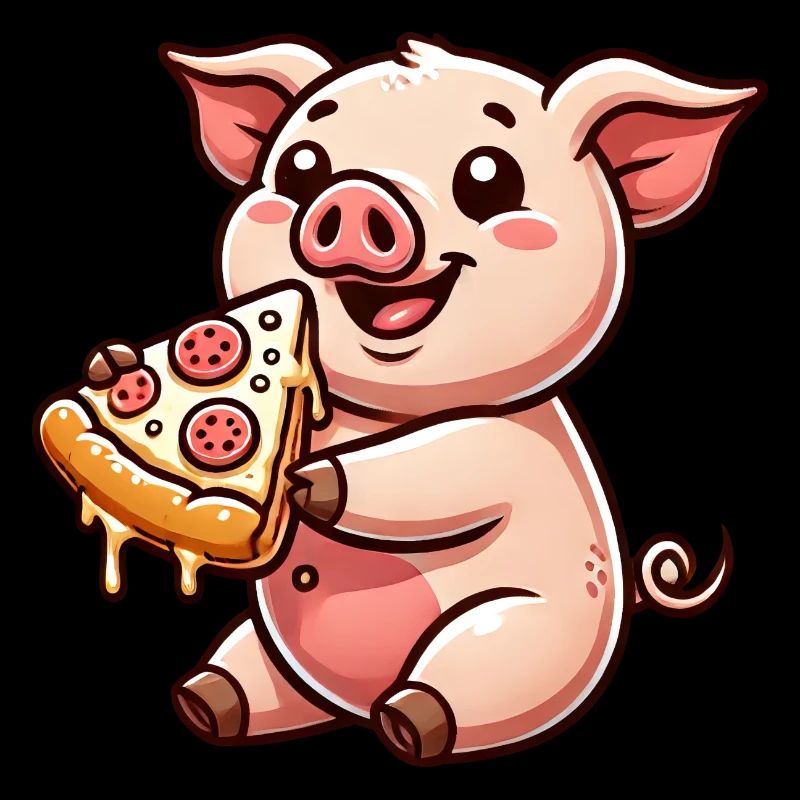 Pig Cartoon Farmer Pizza Pizza Lover