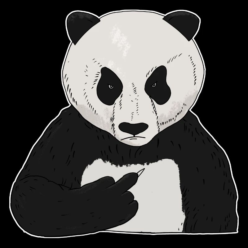 Mürrischer Pandabär mit Mittelfinger