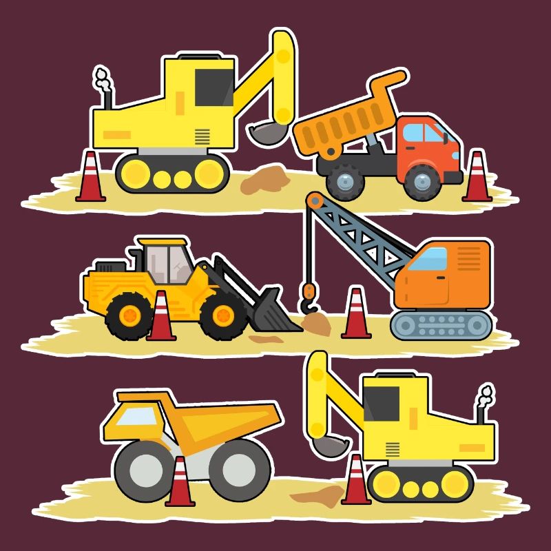Excavator Construction Site Construction Worker Construction Truck I Gift