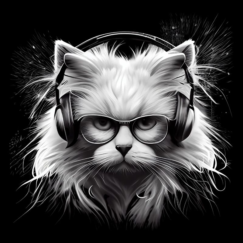 Tête de chat avec lunettes Casque-cool chat