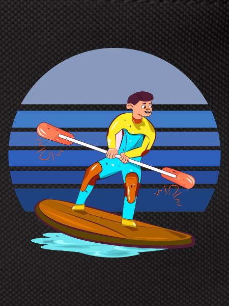 Paddleboarding Blue Retro