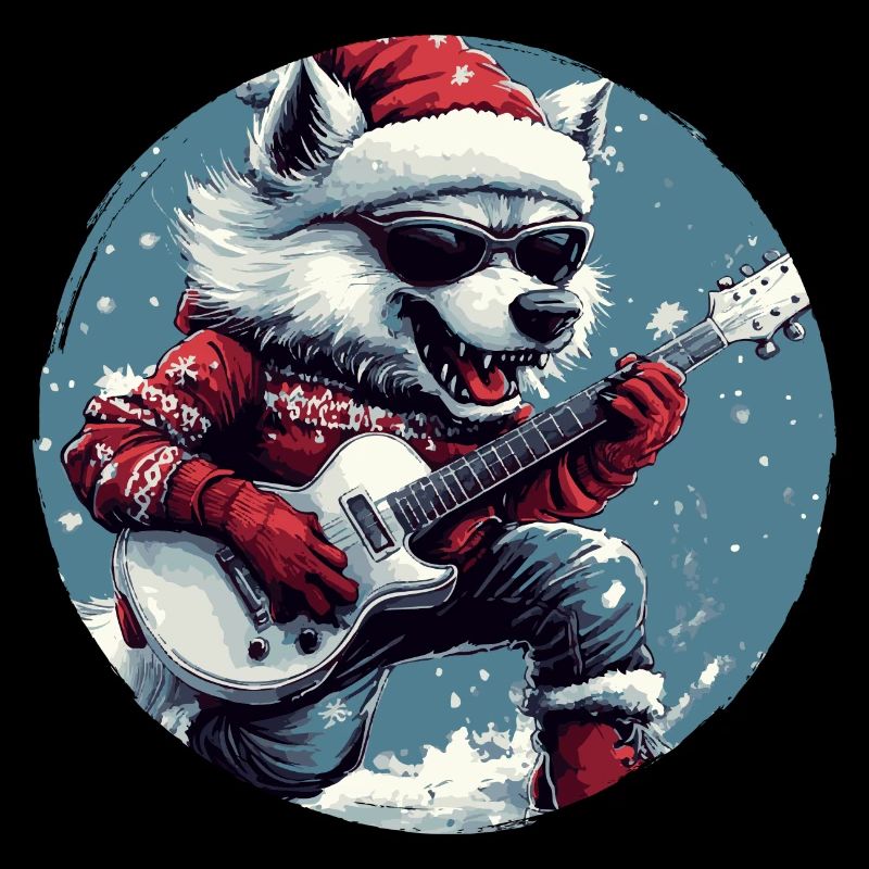 Wolf Christmas Rocker Guitar