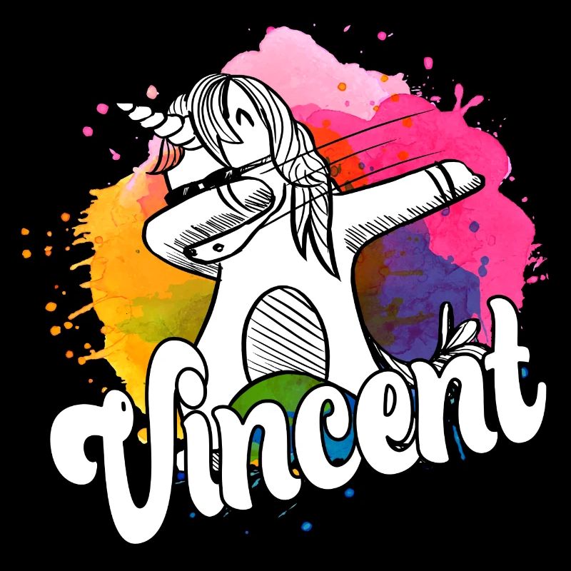 VINCENT - Beau nom de garçon avec une licorne cool