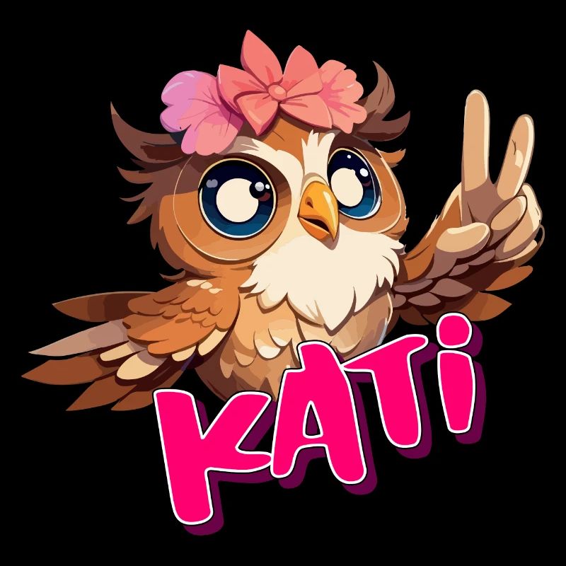 KATI - Schöner Mädchen Name mit süßer EULE