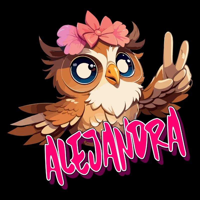 ALEJANDRA - Schöner Mädchen Name mit süßer EULE