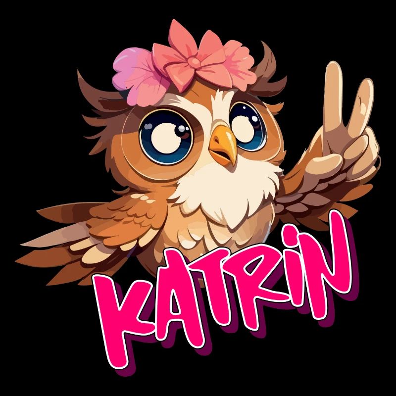 KATRIN - Schöner Mädchen Name mit süßer EULE