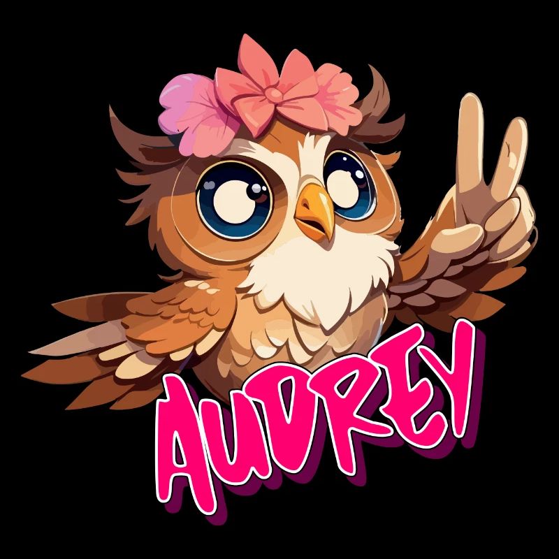 AUDREY - Schöner Mädchen Name mit süßer EULE