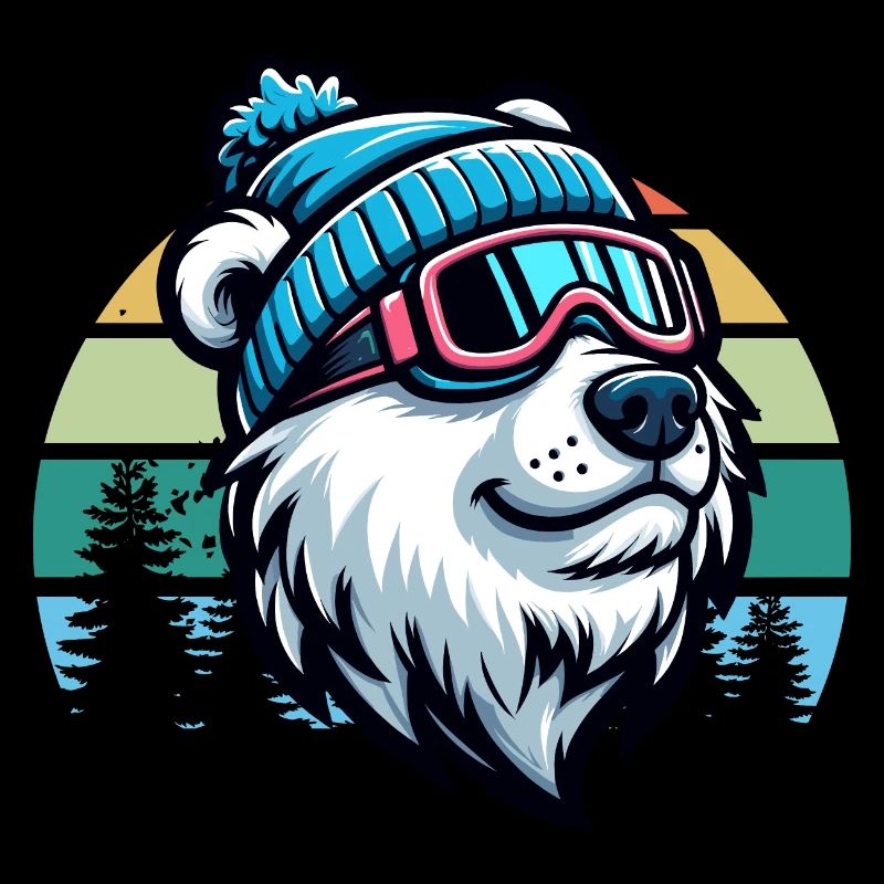 Ski Bear Polar Bear Ski Goggles Retro Skiing Ski Vacation