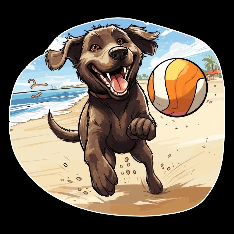 Hund spielt Beachvolleyball