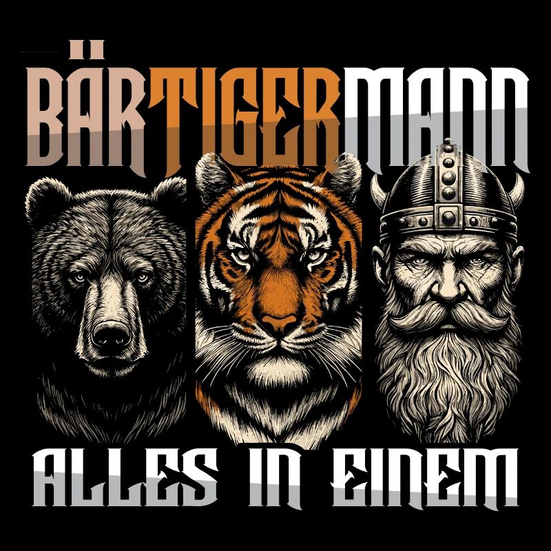 Bärtigermann Bär Tiger Mann Geschenk Bart Sprüche