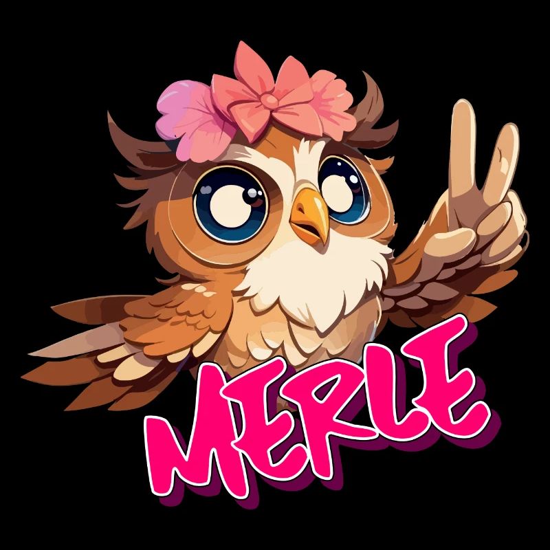 MERLE - Schöner Mädchen Name mit süßer EULE