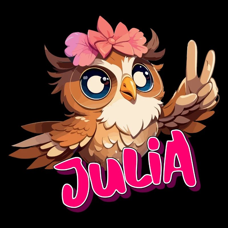 JULIA - Schöner Mädchen Name mit süßer EULE