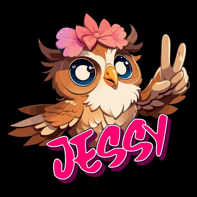 JESSY - Schöner Mädchen Name mit süßer EULE