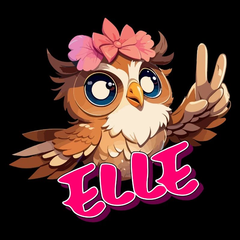 ELLE - Schöner Mädchen Name mit süßer EULE