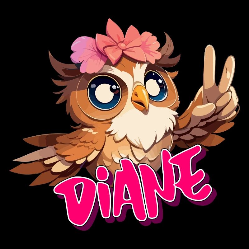 DIANE - Schöner Mädchen Name mit süßer EULE